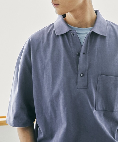 nowm(ノウム)の「【nowm】MERCERISED COTTON LOOSE BOX SLIT POLOSHIRT/ ルーズ ポロシャツ(ポロシャツ・メンズ・ブラック/チャコール・M/L)」の19枚目の写真