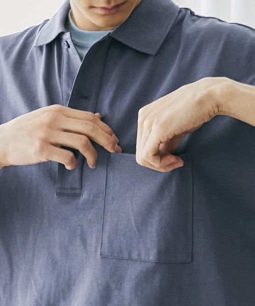 nowm(ノウム)の「【nowm】MERCERISED COTTON LOOSE BOX SLIT POLOSHIRT/ ルーズ ポロシャツ(ポロシャツ・メンズ・ブラック/チャコール・M/L)」の20枚目の写真