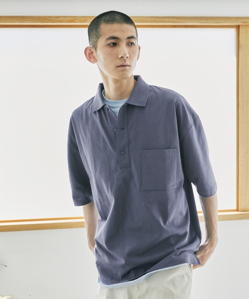 nowm(ノウム)の「【nowm】MERCERISED COTTON LOOSE BOX SLIT POLOSHIRT/ ルーズ ポロシャツ(ポロシャツ・メンズ・ブラック/チャコール・M/L)」の21枚目の写真