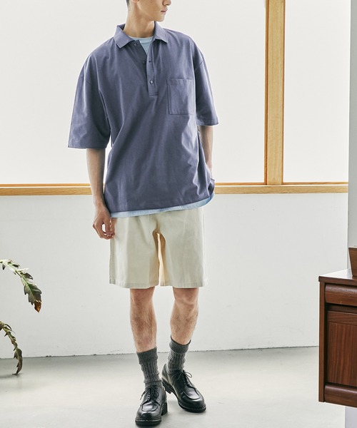 nowm(ノウム)の「【nowm】MERCERISED COTTON LOOSE BOX SLIT POLOSHIRT/ ルーズ ポロシャツ(ポロシャツ・メンズ・ブラック/チャコール・M/L)」の22枚目の写真