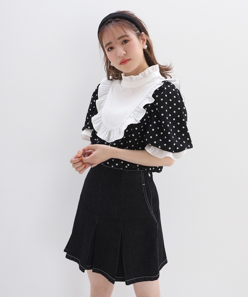 one after another NICE CLAUP(ワンアフターアナザーナイスクラップ)の「ドットフリルブラウス(シャツ/ブラウス・レディース・ブラック/アイボリー・FREE)」の7枚目の写真