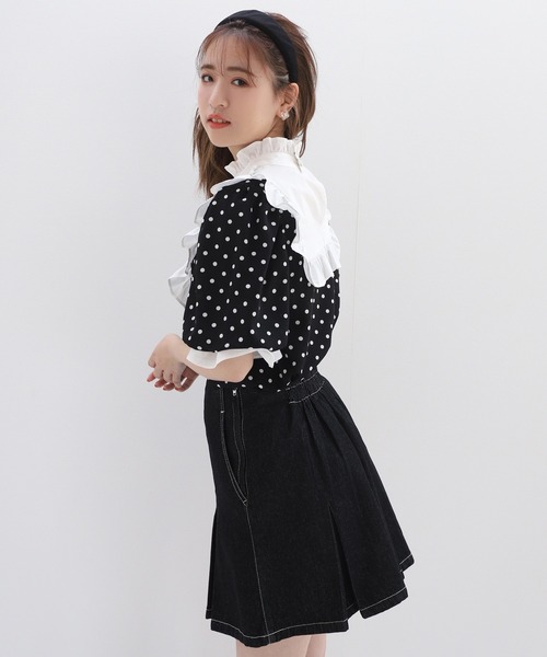 one after another NICE CLAUP(ワンアフターアナザーナイスクラップ)の「ドットフリルブラウス(シャツ/ブラウス・レディース・ブラック/アイボリー・FREE)」の4枚目の写真