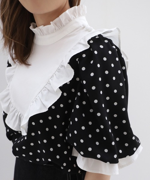 one after another NICE CLAUP(ワンアフターアナザーナイスクラップ)の「ドットフリルブラウス(シャツ/ブラウス・レディース・ブラック/アイボリー・FREE)」の14枚目の写真