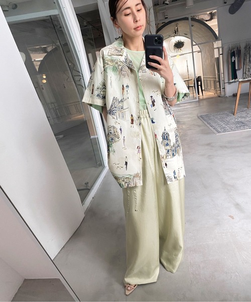 Ameri（アメリ）の「SATIN LOOSE EASY PANTS（その他パンツ・レディース・ライム/ブラック/ホワイト・MEDIUM/SMALL）」の9枚目の写真