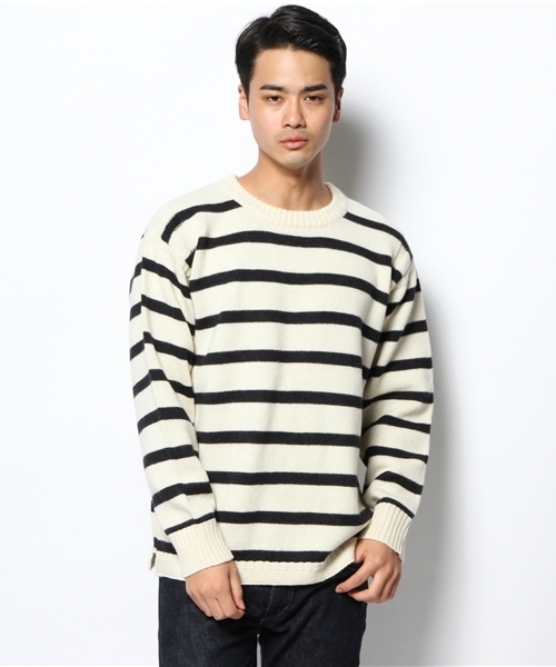 CIAOPANIC（チャオパニック）の「【Ciaopanic】ガンジーC/N（ニット/セーター・メンズ・オフホワイト/その他19/ネイビー・LARGE/MEDIUM）」の3枚目の写真