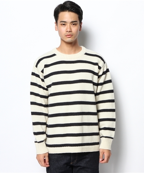 CIAOPANIC（チャオパニック）の「【Ciaopanic】ガンジーC/N（ニット/セーター・メンズ・オフホワイト/その他19/ネイビー・LARGE/MEDIUM）」の4枚目の写真