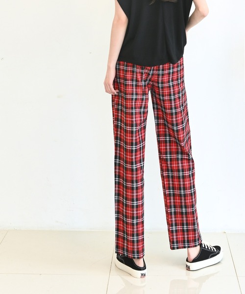 me+em select（ミームセレクト）の「チェックワイドイージースラックス（スラックス・レディース・ブラック/パープル/レッド/グリーン・FREE）」の10枚目の写真