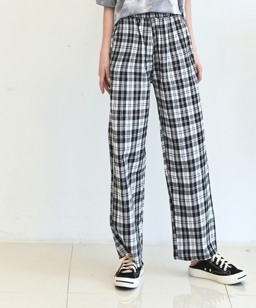 me+em select（ミームセレクト）の「チェックワイドイージースラックス（スラックス・レディース・ブラック/パープル/レッド/グリーン・FREE）」の18枚目の写真