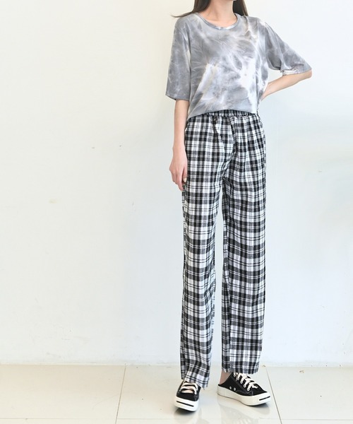 me+em select（ミームセレクト）の「チェックワイドイージースラックス（スラックス・レディース・ブラック/パープル/レッド/グリーン・FREE）」の22枚目の写真