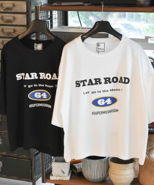 HWG_5（エイチダブルゴー）の「HWG_5オリジナル ビッグシルエットプリントTシャツ - STAR ROAD -（Tシャツ/カットソー・レディース・ホワイト/ブラック・FREE）」の13枚目の写真
