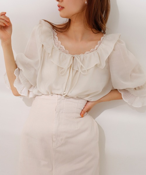 one after another NICE CLAUP(ワンアフターアナザーナイスクラップ)の「袖コンシャスマルチwayブラウス(シャツ/ブラウス・レディース・インディゴブルー/アイボリー/ホワイト系その他/ベージュ系その他/パープル系その他/イエロー系その他・FREE)」の2枚目の写真