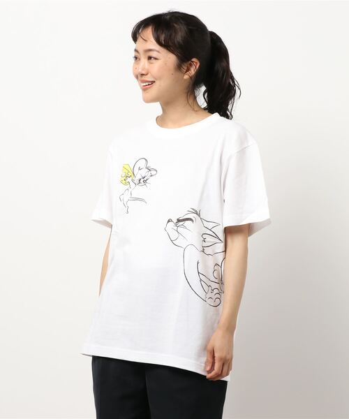 Tom&Jerry(トムアンドジェリー)の「トムとジェリー Tシャツ おいかけっこ(Tシャツ/カットソー・レディース・ホワイト/ブラック・FREE)」の6枚目の写真
