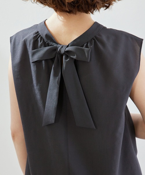 ROPE' PICNIC（ロペピクニック）の「【セットアップ対応】【2WAY】麻調プチハイブラウス（シャツ/ブラウス・レディース・チャコールグレー/キナリ/ダークブラウン/ライトグリーン・38）」の7枚目の写真