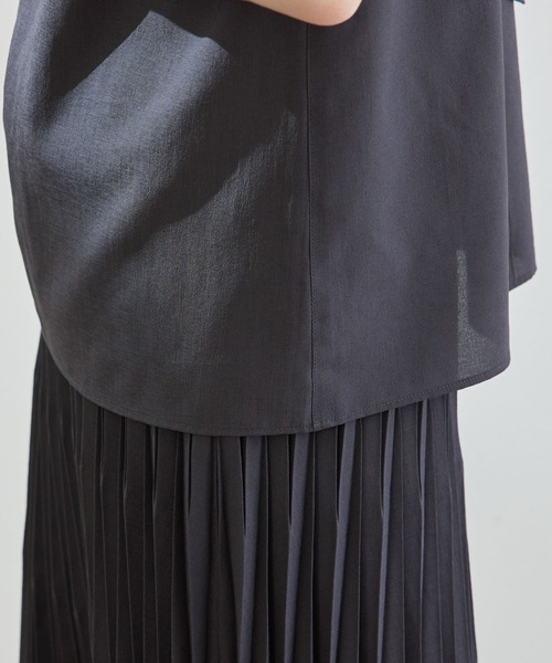 ROPE' PICNIC（ロペピクニック）の「【セットアップ対応】【2WAY】麻調プチハイブラウス（シャツ/ブラウス・レディース・チャコールグレー/キナリ/ダークブラウン/ライトグリーン・38）」の11枚目の写真