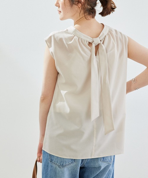 ROPE' PICNIC（ロペピクニック）の「【セットアップ対応】【2WAY】麻調プチハイブラウス（シャツ/ブラウス・レディース・チャコールグレー/キナリ/ダークブラウン/ライトグリーン・38）」の19枚目の写真