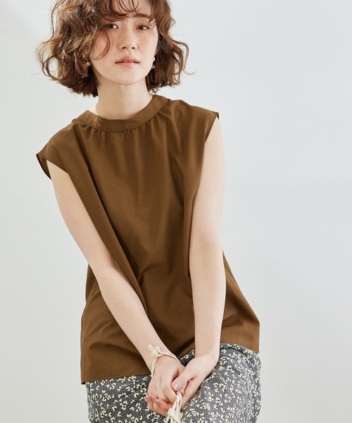 ROPE' PICNIC（ロペピクニック）の「【セットアップ対応】【2WAY】麻調プチハイブラウス（シャツ/ブラウス・レディース・チャコールグレー/キナリ/ダークブラウン/ライトグリーン・38）」の21枚目の写真