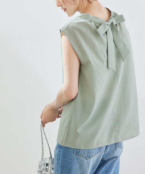 ROPE' PICNIC（ロペピクニック）の「【セットアップ対応】【2WAY】麻調プチハイブラウス（シャツ/ブラウス・レディース・チャコールグレー/キナリ/ダークブラウン/ライトグリーン・38）」の16枚目の写真