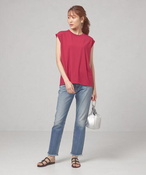 closet story（クローゼットストーリー）の「＜closet story＞ノースリーブ クルーネック カットソー（Tシャツ/カットソー・レディース・ホワイト/ブラック/ダークブラウン/ピンク・FREE）」の19枚目の写真