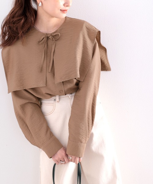 classicalelf（クラシカルエルフ）の「bigセーラーカラーブラウス（シャツ/ブラウス・レディース・ホワイト/ブラック/ライトブラウン・MEDIUM/LARGE/X-LARGE）」の3枚目の写真