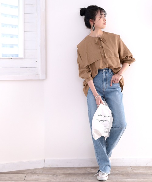 classicalelf（クラシカルエルフ）の「bigセーラーカラーブラウス（シャツ/ブラウス・レディース・ホワイト/ブラック/ライトブラウン・MEDIUM/LARGE/X-LARGE）」の7枚目の写真