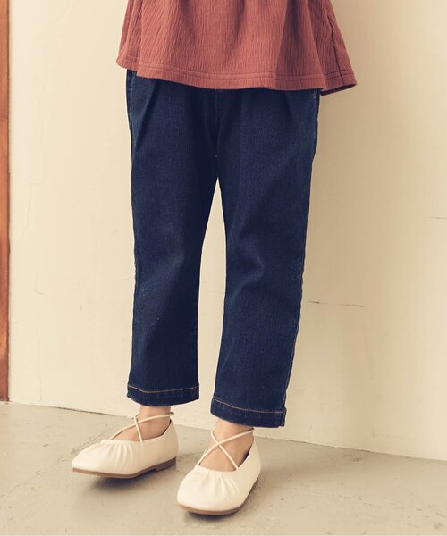 apres les cours（アプレレクール）の「/フロントタックテーパードパンツ 10分丈（その他パンツ・キッズ・ベージュ/インディゴブルー/キナリ・90/100/110/80/120/130/140）」の3枚目の写真