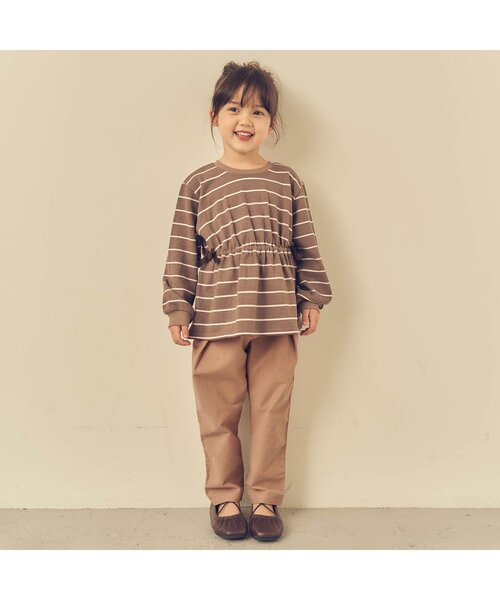 apres les cours（アプレレクール）の「/フロントタックテーパードパンツ 10分丈（その他パンツ・キッズ・ベージュ/インディゴブルー/キナリ・90/100/110/80/120/130/140）」の12枚目の写真