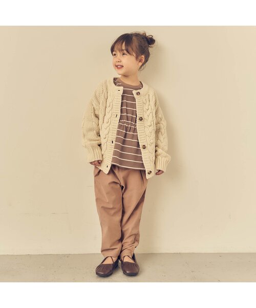 apres les cours（アプレレクール）の「/フロントタックテーパードパンツ 10分丈（その他パンツ・キッズ・ベージュ/インディゴブルー/キナリ・90/100/110/80/120/130/140）」の20枚目の写真