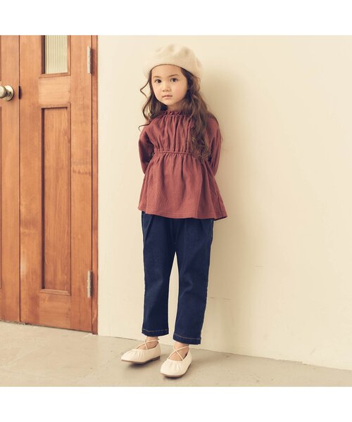 apres les cours（アプレレクール）の「/フロントタックテーパードパンツ 10分丈（その他パンツ・キッズ・ベージュ/インディゴブルー/キナリ・90/100/110/80/120/130/140）」の15枚目の写真