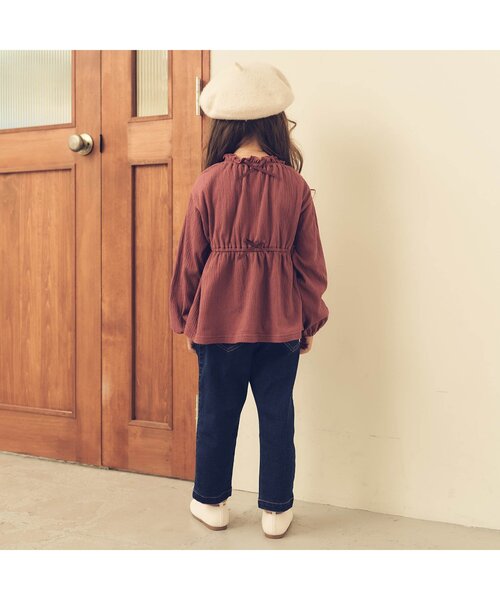 apres les cours（アプレレクール）の「/フロントタックテーパードパンツ 10分丈（その他パンツ・キッズ・ベージュ/インディゴブルー/キナリ・90/100/110/80/120/130/140）」の10枚目の写真