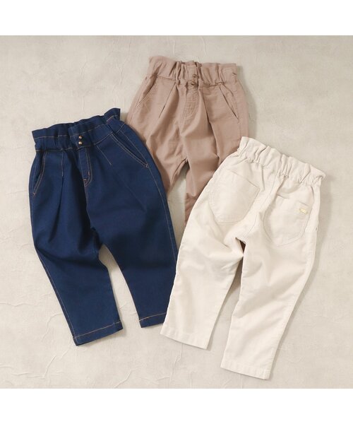 apres les cours（アプレレクール）の「/フロントタックテーパードパンツ 10分丈（その他パンツ・キッズ・ベージュ/インディゴブルー/キナリ・90/100/110/80/120/130/140）」の4枚目の写真