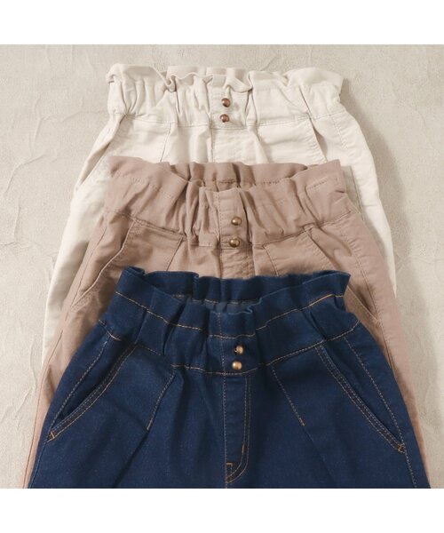 apres les cours（アプレレクール）の「/フロントタックテーパードパンツ 10分丈（その他パンツ・キッズ・ベージュ/インディゴブルー/キナリ・90/100/110/80/120/130/140）」の6枚目の写真