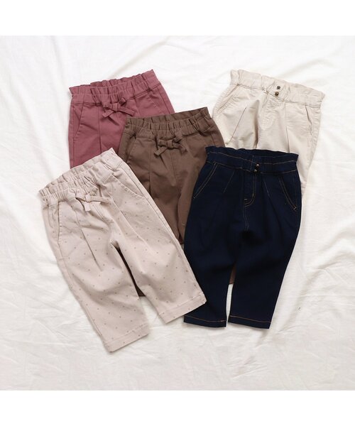 apres les cours（アプレレクール）の「/フロントタックテーパードパンツ 10分丈（その他パンツ・キッズ・ベージュ/インディゴブルー/キナリ・90/100/110/80/120/130/140）」の8枚目の写真