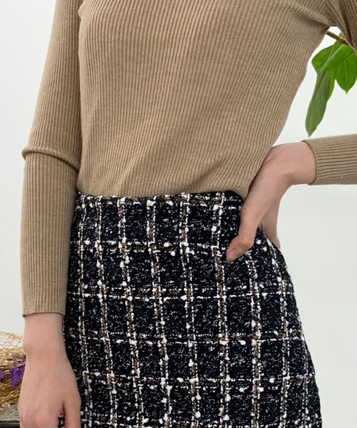 Twinkle;pm（トゥインクルピーエム）の「チェックツイードインナーP付ミニスカート（スカート・レディース・ブラック/ベージュ・SMALL/MEDIUM）」の5枚目の写真