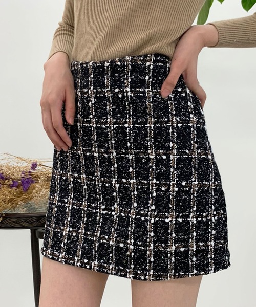 Twinkle;pm（トゥインクルピーエム）の「チェックツイードインナーP付ミニスカート（スカート・レディース・ブラック/ベージュ・SMALL/MEDIUM）」の6枚目の写真