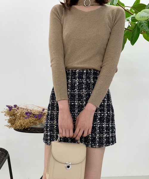 Twinkle;pm（トゥインクルピーエム）の「チェックツイードインナーP付ミニスカート（スカート・レディース・ブラック/ベージュ・SMALL/MEDIUM）」の7枚目の写真