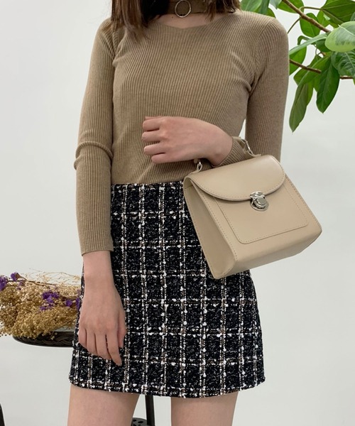 Twinkle;pm（トゥインクルピーエム）の「チェックツイードインナーP付ミニスカート（スカート・レディース・ブラック/ベージュ・SMALL/MEDIUM）」の9枚目の写真