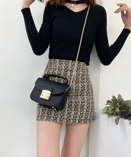 Twinkle;pm（トゥインクルピーエム）の「チェックツイードインナーP付ミニスカート（スカート・レディース・ブラック/ベージュ・SMALL/MEDIUM）」の10枚目の写真