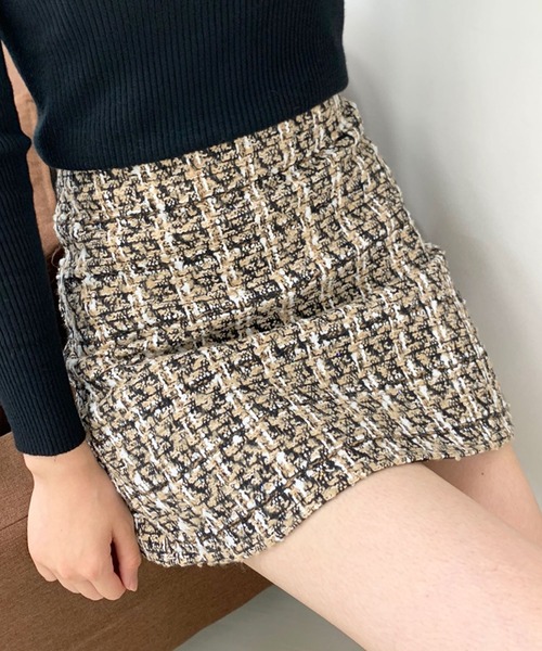 Twinkle;pm（トゥインクルピーエム）の「チェックツイードインナーP付ミニスカート（スカート・レディース・ブラック/ベージュ・SMALL/MEDIUM）」の12枚目の写真