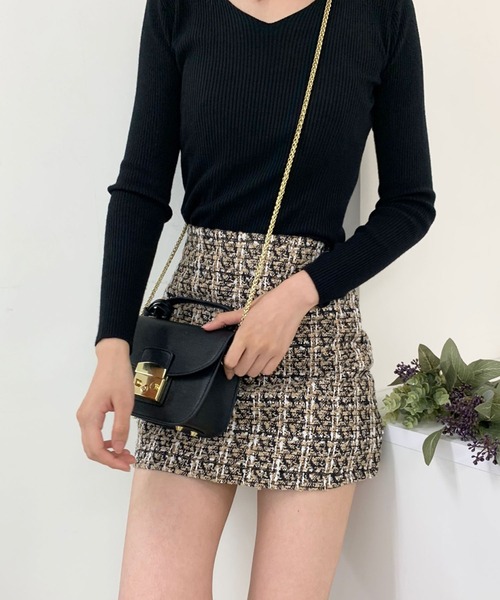 Twinkle;pm（トゥインクルピーエム）の「チェックツイードインナーP付ミニスカート（スカート・レディース・ブラック/ベージュ・SMALL/MEDIUM）」の14枚目の写真