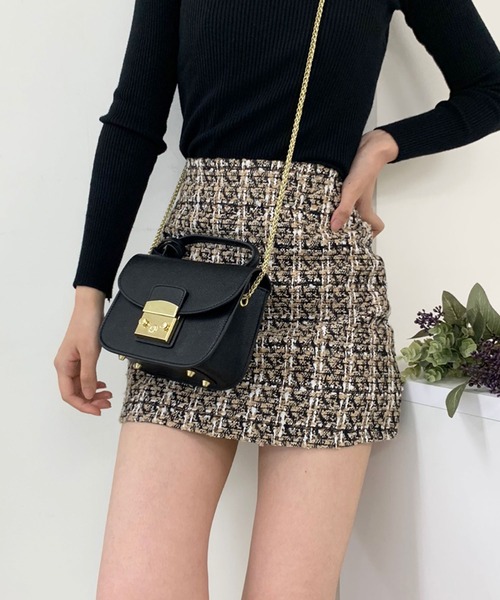 Twinkle;pm（トゥインクルピーエム）の「チェックツイードインナーP付ミニスカート（スカート・レディース・ブラック/ベージュ・SMALL/MEDIUM）」の15枚目の写真