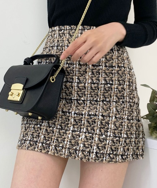 Twinkle;pm（トゥインクルピーエム）の「チェックツイードインナーP付ミニスカート（スカート・レディース・ブラック/ベージュ・SMALL/MEDIUM）」の17枚目の写真