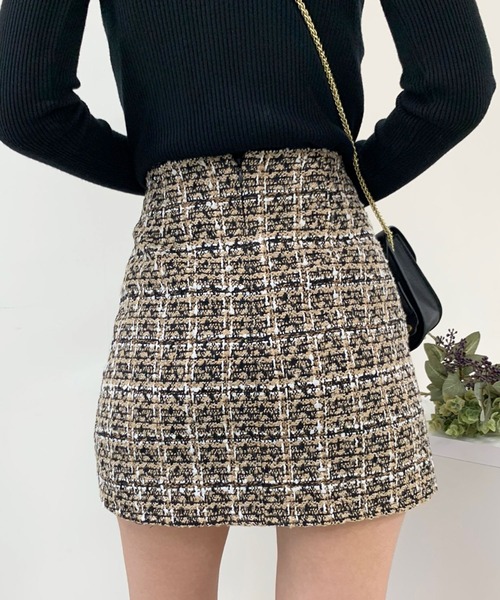 Twinkle;pm（トゥインクルピーエム）の「チェックツイードインナーP付ミニスカート（スカート・レディース・ブラック/ベージュ・SMALL/MEDIUM）」の22枚目の写真