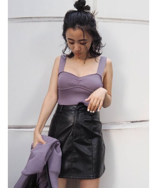 EVRIS（エヴリス）の「フェイクレザーミニスカート【セットアップ着用可能】（スカート・レディース・ブラウン/アイボリー/ブラック・SMALL/MEDIUM）」の17枚目の写真