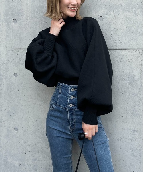 SPIRALGIRL(スパイラルガール)の「pitamochi knit(ニット/セーター・レディース・ブラック/ベージュ/オフホワイト/グリーン・FREE)」の15枚目の写真