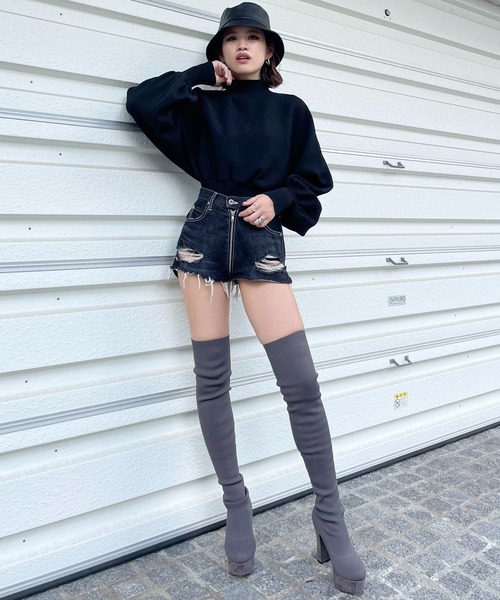 SPIRALGIRL(スパイラルガール)の「pitamochi knit(ニット/セーター・レディース・ブラック/ベージュ/オフホワイト/グリーン・FREE)」の7枚目の写真
