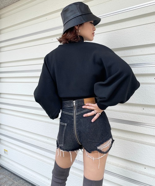 SPIRALGIRL(スパイラルガール)の「pitamochi knit(ニット/セーター・レディース・ブラック/ベージュ/オフホワイト/グリーン・FREE)」の8枚目の写真