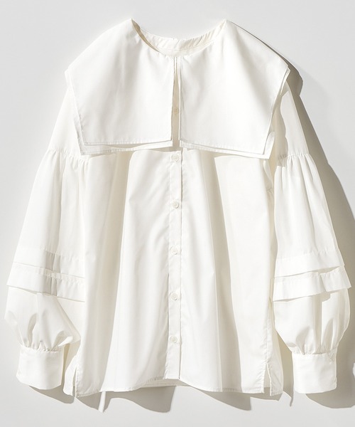 MEDE19F(メデジュウキュウ)の「MEDE19F ピューリタンカラーシャツ(シャツ/ブラウス・レディース・ホワイト/ブラック・MEDIUM/LARGE/X-LARGE/XX-LARGE)」の5枚目の写真