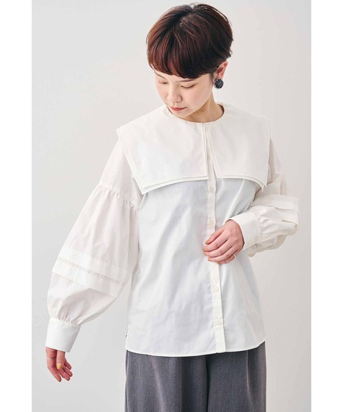 MEDE19F(メデジュウキュウ)の「MEDE19F ピューリタンカラーシャツ(シャツ/ブラウス・レディース・ホワイト/ブラック・MEDIUM/LARGE/X-LARGE/XX-LARGE)」の9枚目の写真