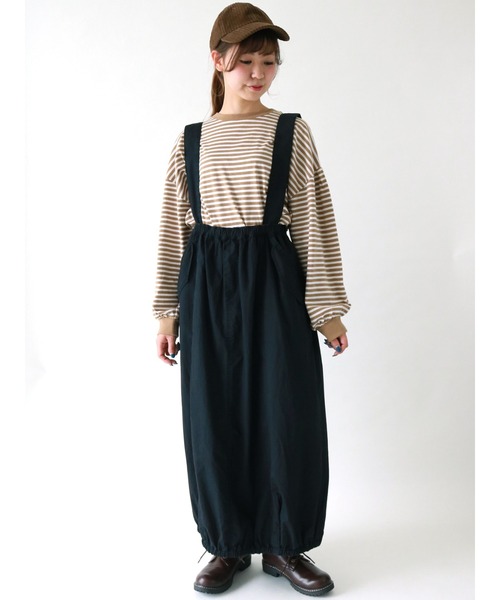 ehka sopo（エヘカソポ）の「サス付裾ゴムスカート（スカート・レディース・ブラック/ベージュ/カーキ・ﾌﾘ-）」の2枚目の写真