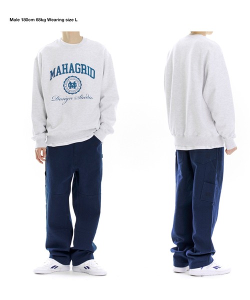 MAHAGRID（マハグリッド）の「『mahagrid/マハグリッド』AUTHENTIC SWEATSHIRT/カレッジロゴ ロングスリーブスウェットシャツ（スウェット・メンズ・ブラック/ネイビー/グレー/アイボリー/ライトグレー/カーキ・M/L）」の18枚目の写真